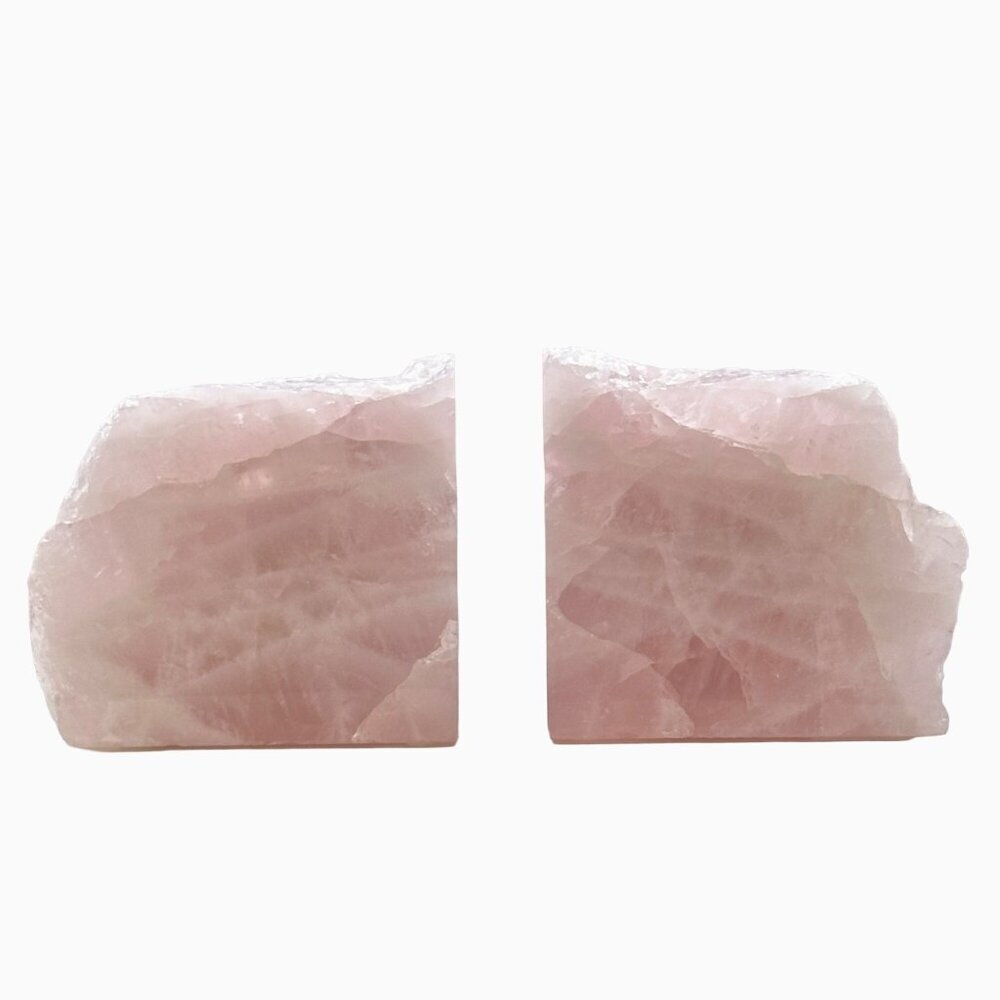 Pink Crystal Bookends Solid Natural Rose Quartz Short Heavy Bookends 6+ lbs (LS)
